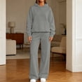 thumbnail image 2 of YFNNUP Womens Sweatsuits 2 Piece Set Plus Size Casual Winter Long Sleeve Hoodie Loose Wide Leg Sweatpants Fleece Fall Tracksuit Dark Gray,XXXL, 2 of 7