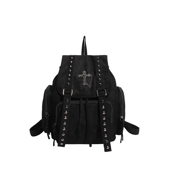 HAHUT Gothic Backpack for Women & Men, Large Capacity Commuter Daypack for Travel Work College Daily Use (Black)