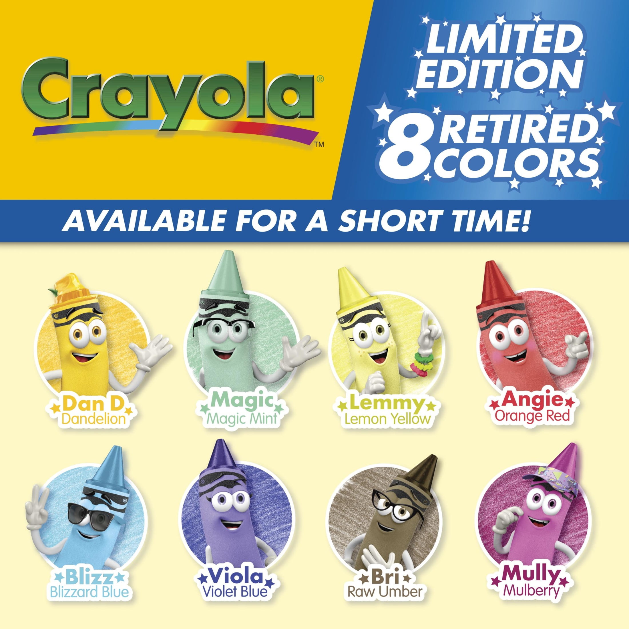 Crayola Limited Edition Retired Crayons, 8 Ct, School Supplies for Kids, Coloring Supplies, Gifts for Kids Ages 3+