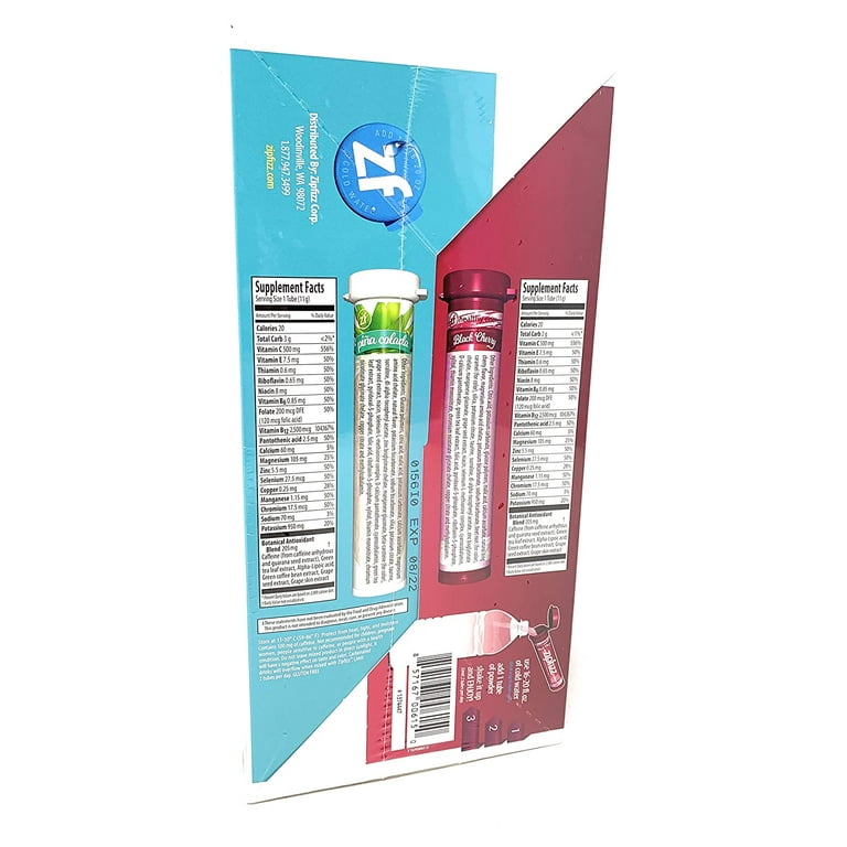 Zipfizz Healthy Energy Drink Mix, Pina Colada and Black Cherry