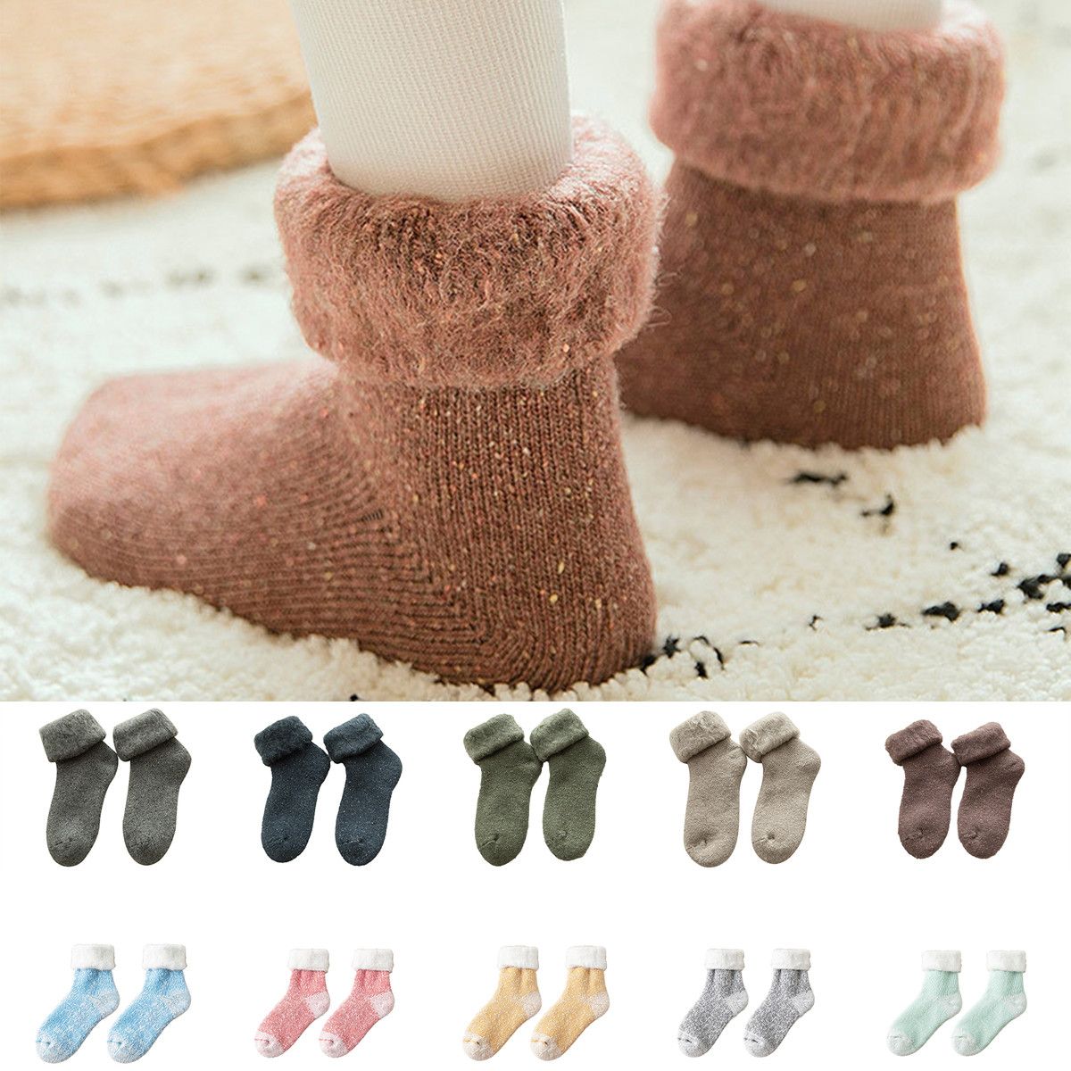 Dress Choice Women Fuzzy Thick Wool Socks Winter Warm Fluffy Slipper