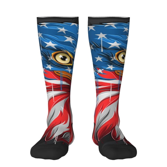 Balery Eagle Head With American Flag Calcetines novedosos Calcetines deportivos Calcetines hasta la rodilla Calcetines de algodón Calcetines originales y geniales