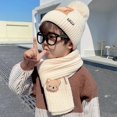 thumbnail image 4 of 2Pcs Kids Winter Hat Scarf Set, Warm Fleece Lining Girls Winter Hats with Pom, Knit Scarf for 3-12 Years Boys Girls, 4 of 8