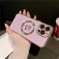 thumbnail image 1 of For iPhone 15 Pro Max Luxury Magsafe Magnetic Flowers Plating Frame Phone Case For iPhone 11 12 13 14 Plus Soft Protective Cover YXQ, 1 of 6