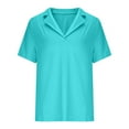thumbnail image 6 of Women's Shirts Lapel Collar V Neck Short Sleeve Blouse Dressy Casual Tunic Tops, 6 of 8