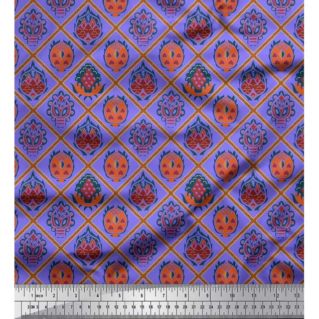 Soimoi Poly Georgette Fabric Geometric & Art African Printed Fabric 1 Yard 42 Inch Wide
