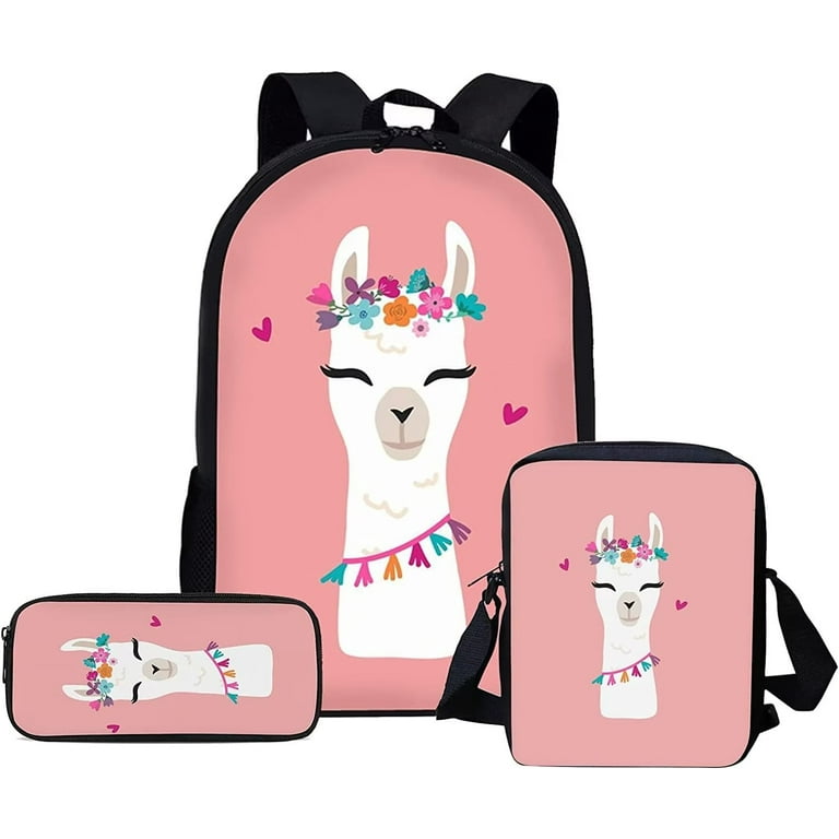 Renewold Alpaca Cute Backpacks for Teen Girls for Middle School Bag with  Messenger Bags Pencil Case,3 Pack Llama School Bookbag for Elementary  College Students Bagpack Rucksack Travel Darpack - Walmart.com