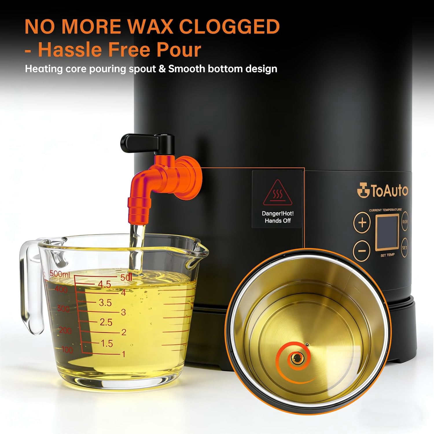 6L Digital Wax Melter for Candle Making Business Electric Melting Pot with Heating Core Spout Temperature Control 60–100℃
