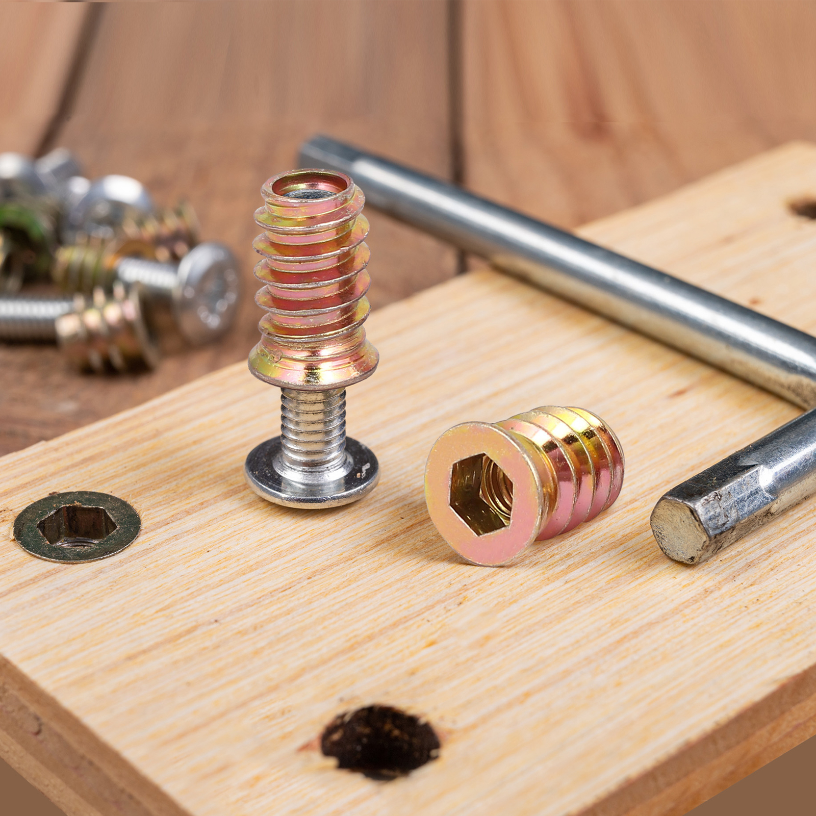 Uxcell Wood Furniture M8x30mm Threaded Insert Nuts Interface Hex Socket Drive 40Pack