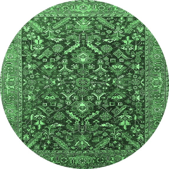 Ahgly Company Indoor Round Oriental Emerald Green Industrial Area Rugs, 8' Round