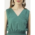 thumbnail image 5 of Moomaya Solid Cotton Sleeveless Dress, V-Neck Smocked Waist Tiered Midi Dress, 5 of 8