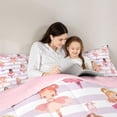 thumbnail image 4 of Castle Fairy Cartoon Ballet Girl Twin Comforter Sets 2pcs,Musical Notes Stripes Bedding Set,Purple,Pink Reversible,1 Comforter and 1 Pillowcase, 4 of 6