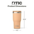 thumbnail image 5 of RTIC 30 oz Ceramic Lined Insulated Essential Tumbler, Leak-Resistant Lid, Peach Tea, 5 of 6