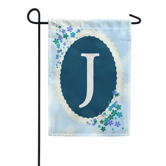 America Forever Spring Monogram Garden Flag Letter J 12.5 x 18 inches Double Sided Vertical Outdoor, Yard, Lawn, Beautiful Flowers, Floral Design, Summer Farmhouse Garden Flag