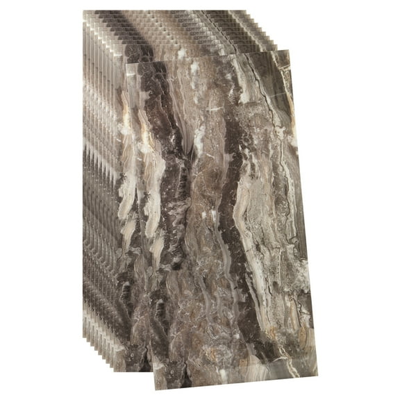 Uxcell 10pcs Peel and Stick Wall Panels 23.6" x 11.8" Skin Feel Brick Wallpapers (19.4 Sq. Ft. / 1.8 Sq.m. Coverage) Marble Tiles Adhesive Backsplash, Stone