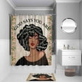 thumbnail image 5 of Black Queen Shower Curtain Sets with Rugs,Toilet lid Cover,Bath Mat and 12 Hooks,African American Girl Bathroom Decor Sets,Afro Woman Shower Curtains with Accessories, 5 of 8