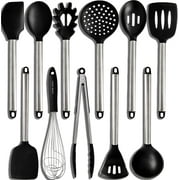 Home Hero 11 Silicone Cooking Utensils Kitchen Utensil Set - Stainless Steel Silicone Spatula Set