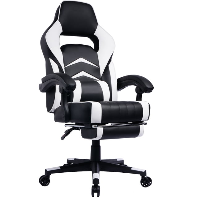 Gaming Chair with Footrest and Reclining Backrest, Racing Style High Back Office Chair