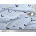 thumbnail image 2 of Soimoi Blue polyester Crepe Fabric Mustache Face Print Sewing Fabric BTY 42 Inch Wide, 2 of 3