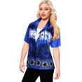 thumbnail image 4 of HAPPY BAY Women's Vacation Boyfriend Shirt Summer Hawaiian Tops XXL Dark Bushy, Royal Blue, 4 of 5