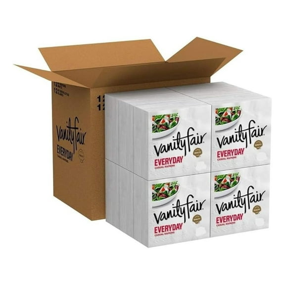 Vanity Fair Everyday Napkins, 1100 Count, White Paper Napkins, 110 Count (Pack of 10), Large