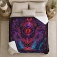 thumbnail image 5 of All Seeing Eye Pyramid over Crystal Cavern, Occult Fantasy Style for Mystic Art Lovers, Lunar Portal Scene and Halloween Gift, Soft Flannel Blanket for Studio, Home Decor, 5 of 9
