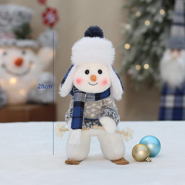 MAIMAI más vendidos lindo Navidad nueva muñeca de tela azul lindo columpio de esquí adorno de muñeco de nieve adorno regalo de vacaciones para niños