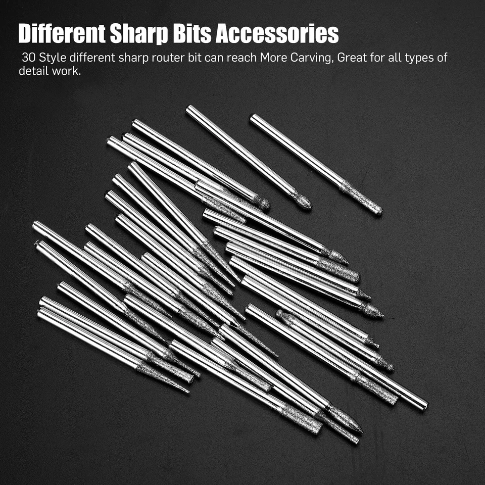 CIRCLE- 90Pcs Diamond Burr Set Drill Bits Mini Drill For Dremel Rotary Tool Accessories