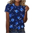 thumbnail image 1 of Tops de Ajuste Suelto para las Mujeres Impreso Manga Corta Suéter Camiseta Cuello Redondo Blusa Casual, Top de Moda para el Uso Diario Y las Salidas, 1 of 6