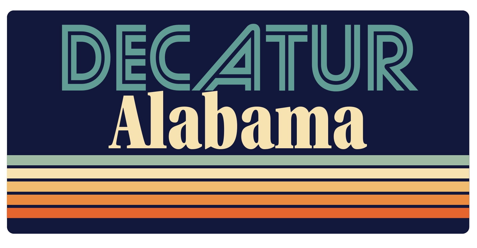 Decatur Alabama 5 x 2.5-Inch Vinyl Decal Sticker Retro Design - Walmart.com