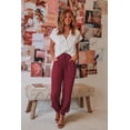 thumbnail image 4 of Pants for Women Fashion Solid Color Street Drawstring Pocket Cotton Breathable Comfortable Commuter Trousers, 4 of 6