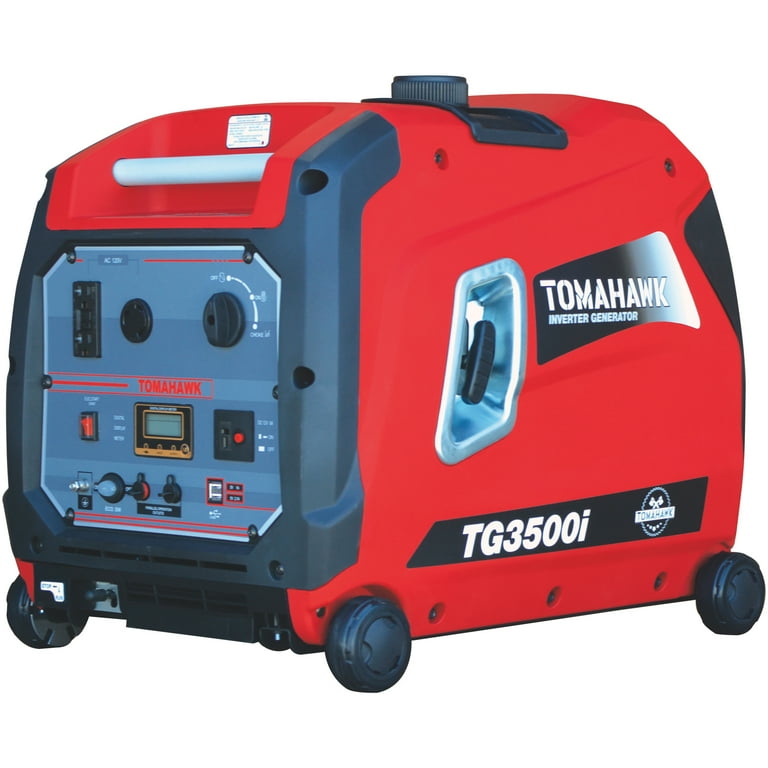 TOMAHAWK 3500 Watt Inverter Generator Super Quiet Portable Power for Residential Home Use 120V 220V and USB Outlet Panel with Wheels TOMAHAWK 3500 Watt Inverter Generator Super Quiet Portable Power for Residential Home Use 120V 220V and USB Outlet Panel with Wheels