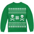 thumbnail image 1 of Skull & Crossbones Ugly Christmas Sweater Youth Sweatshirt Green YSM, 1 of 1