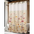 thumbnail image 4 of Pastoral Vintage Botanical No Hook Shower Curtain Waterproof, Bathroom Curtains with Snap in Liners and See Through Top Window, Spring Summer Floral Hotel Style Bathtub Curtains Shower 72"Wx96"L, 4 of 8