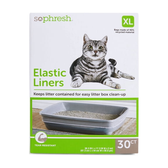 So Phresh Elastic Cat Litter Box Liners 38.3" L X 16.3" W Count of 30