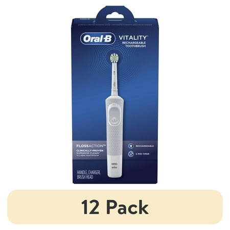 (12 pack) Oral-B Vitality FlossAction Rechargeable Electric Toothbrush, White, Adults & Children 3+