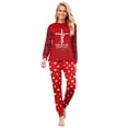 thumbnail image 2 of Yuaguia Red Matching Family Christmas Pajamas Sets, Holiday Tree Graphic Lettering Tops, Buffalo Plaid Raglan Long Sleeves, Snow Dot Pants Sleepwear for Women, Men, Kids, Baby, 2 of 6
