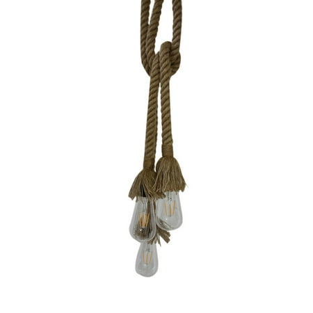 

1M Single Three Pendant Hemp Lamp Rope Rustic Hanging Lights for Bedroom Restaurant Cafe Bar Country Style Decoration-Lamp E27