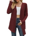 thumbnail image 4 of Hanerdun Women Open Front Cardigan Female Sweater Jackets Knitwear Red M, 4 of 5