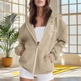 thumbnail image 2 of Feancey Womens Fashion Full Zip Hoodies Cute Cat Dog Paw Print Sweatshirt Jacket Lightweight Fleece Lined Hooded Jackets with Pockets Y2K Clothes Khaki XXL, 2 of 5
