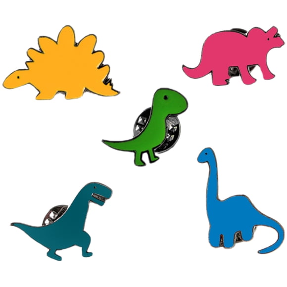 Dinosaur Enamel Pins for Backpacks and Clothes Assorted Color Zinc Alloy Lightweight and Durable 5pcs