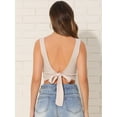 thumbnail image 3 of DARING DIVA Women's Self Tie Backless Casual Cropped Tank Top XS Apricot White, 3 of 6