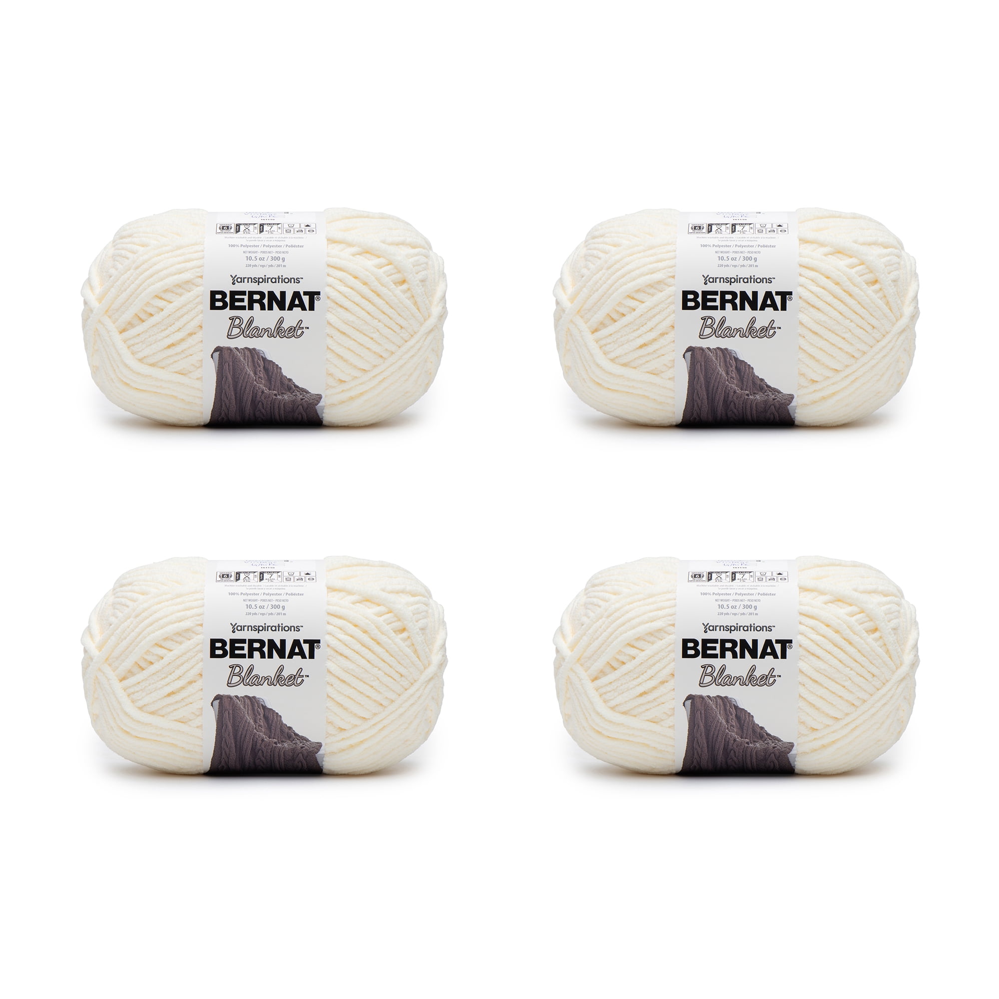 (2 pack) Bernat® Blanket™ #6 Super Bulky Polyester Yarn, Vintage White 10.5oz/300g, 220 Yards (4 Pack)
