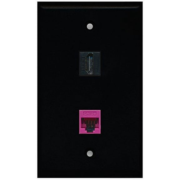 RiteAV - Black 1 Port HDMI 1 Port Cat5e Ethernet Pink Wall Plate