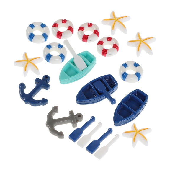 LOLIPPYY Miniature Beach Figurines Set with Boat Model for Dollhouse Decoration and Coastal Home Decor Accessories
