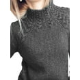thumbnail image 4 of DYMADE Women Half High Collar Solid Color Twist Knit Sweater Raglan Sleeve Top, 4 of 4