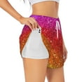 thumbnail image 2 of Disketp Rainbow Glitter Print Women's Shorts Workout Shorts for Athletic Gym Running Shorts with Phone Pockets Medium, 2 of 8