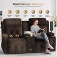thumbnail image 6 of Loberfve Recliner Loveseat, Massage Loveseat Recliner Sofa, Manual Recliners with Console, USB, Type C Port, Storage, Cup Holders, Fluffy Fabric Brown, 6 of 6