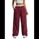 thumbnail image 2 of Pantalones Anchos y Holgados para Mujer, Estilo Palazzo Harén, Informales, A Rayas, con Cintura Elástica y Bolsillos Vino Tinto S, 2 of 7
