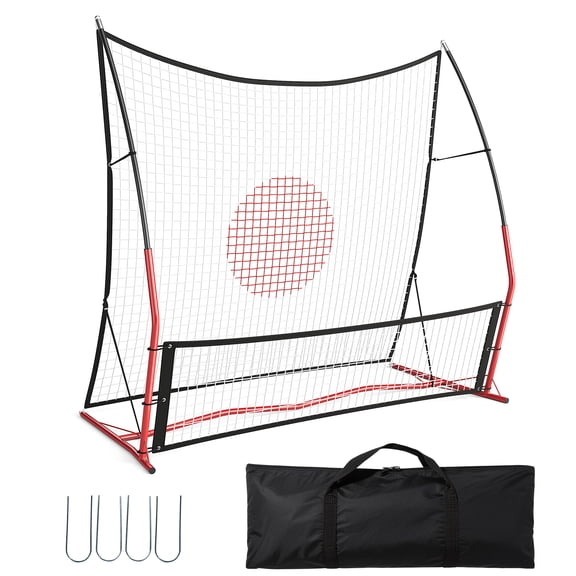 Adjustable 2-in-1 Soccer Rebounder Net – 6x4.7 ft & 6x16 ft Dual Bounce Back Trainer with Carry Bag & 4 Ground Stakes